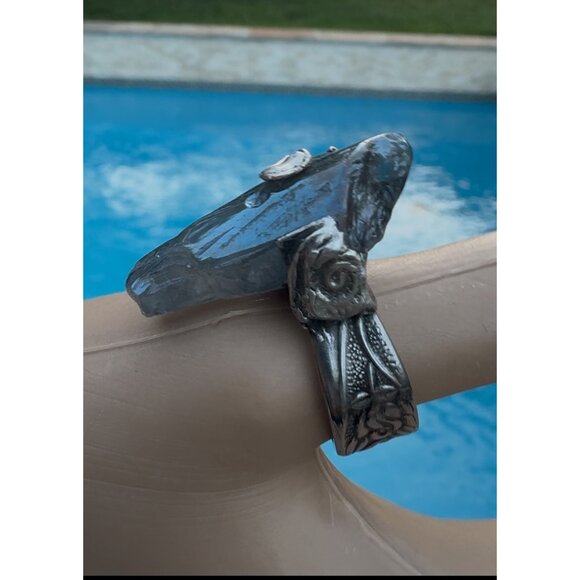 Handcrafted Quartz Ring & Vintage Spoon Handle & Silver Blend Boho Metalwork 9 - Picture 10 of 14